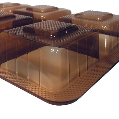 ISO45001 Piatto PET da gioiello ambrato approvato per dolci di luna Pasticceria in materiale a vuoto