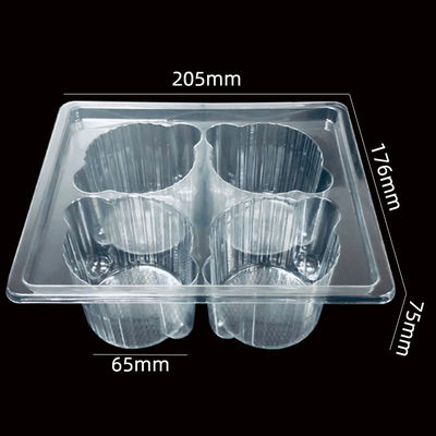 Grado alimentare 4 confezionare scatole di plastica per cupcake usa e getta muffin tipo PET di plastica